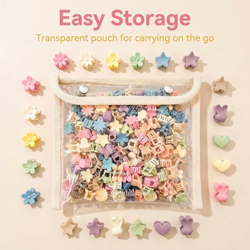 100 Pcs Mini Hair Clips for Girls, Cute Pastel Flower & Animal Design Clips, Durable Plastic Hair Accessories for Toddlers and Kids - Image 4