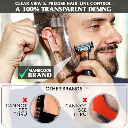 Men's Beard Trimming Kit, Beard Shaper Template with Built-in Comb & Stubble Beard Comb, Beard Lineup Tool for Straight/Curved Beard Line, Beard Grooming Accessories for All Beard Styles - Image 4