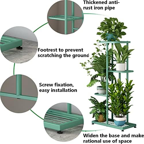 LINZINAR 4 Tier Plant Stand Indoor Outdoor Metal Flower Pot Display Shelf - Image 5
