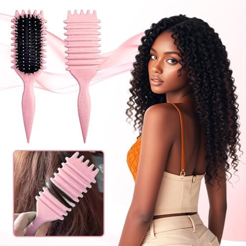 Candy Brush,Curly Hair Brush,Curl Defining Brush,Shaping and Defining Curls for Women Hair Brush for Combing and Shaping,Reduce Pulling and Curl Separation For Defined Curls(pink) - Image 6