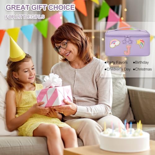 OCHEAL Initial Makeup Bag,Purple Travel Makeup Organizer Case Beauty Toiletry Cosmetic Bag with Rainbow, Trendy Stuff Personalized Gifts for Women and Girls-J - Image 5