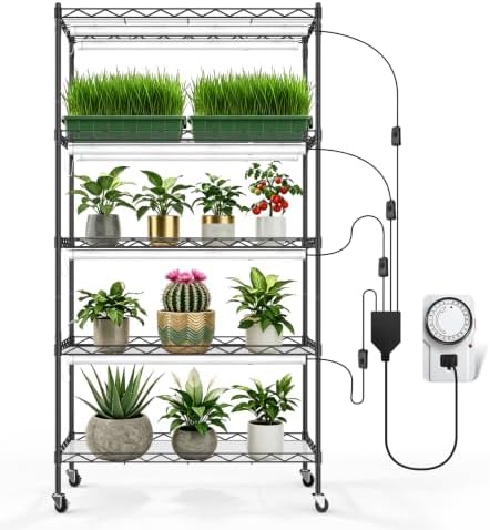 JESLED Plant Shelf with Grow Light, 29.5x13.8x70IN by JESLED