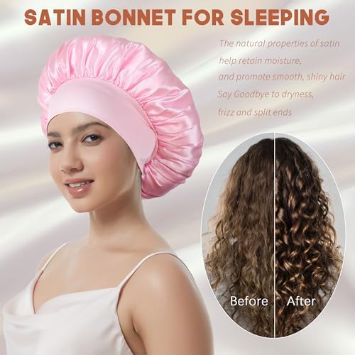 2pcs Satin Bonnet for Sleeping, Silk Hair Sleep Bonnets for Women - Image 4