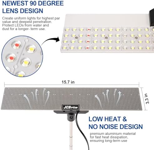 JCBritw 60W LED Grow Light on Stand for Indoor Plants, Desktop Plant Growing Lamp Full Spectrum with IR, 90 Degree Lens Tabletop Plant Light for Seed Starting, Seedlings, Veg, Fruits and Flower - Image 4