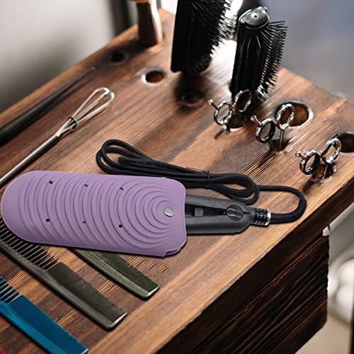 Heat Insulating Silicone Mat Pouch for Hair Styling Tools, Curling & Flat Irons Anti-Slip Travel Cover, Small Portable Straightener Pad for Curler Wands Storage, Hot Waver (Purple) - Image 6