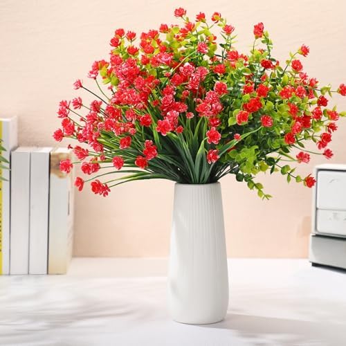 WILLBOND 12 Bundles UV Resistant Faux Flowers, Red - Image 5