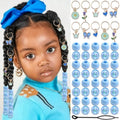 NAISKA 50PCS Blue Beads for Hair Flower Loc Jewelry 5 Styles Hair Charms Heart Butterfly Dreadlock Jewelry Braids Clips Lovely Loc Accessories for Kids Girls by NAISKA