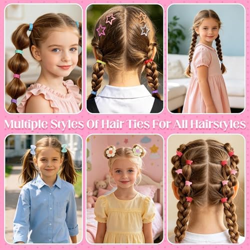 946 Pcs Hair Accessories for Girls, Colorful Hair Rubber Bands Elastic Hair Ties with Cute Hair Clips Hair Styling Tools - Image 7