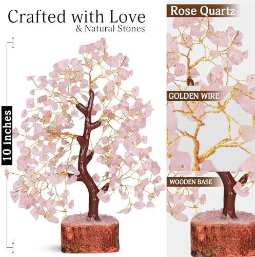 YATSKIA Rose Quartz Crystal Tree, Birthday Gifts for Women, Mom & Friends, Handmade Gem Tree of Life, Home, Bedroom & Office Desk Decor, Thank You Gifts - Image 2
