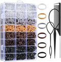 Auroray 2200 Pcs Elastic Hair Ties, 6 Natural Colors Mini Rubber Bands with Hair Tail Tools and Comb, Hair Accessories for Women, Girls, Toddlers, Babies by auroray