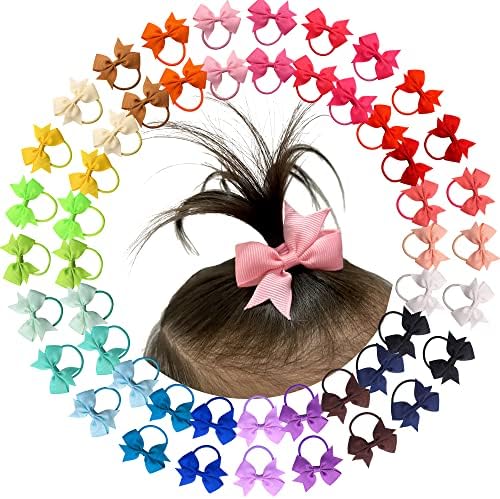 CÉLLOT Baby Hair Ties with Bows,50pc 2 inch Baby Hair Bow Ponytail Holders by C%C3%89LLOT