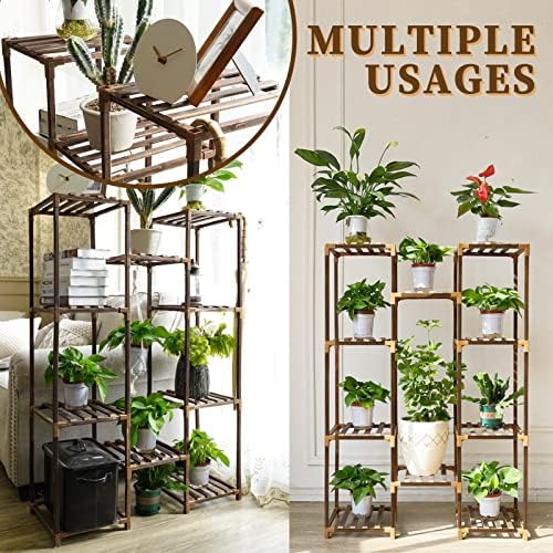 Plant Stand Indoor Outdoor, 10 Tiered Plant Shelf Wood Plant Rack - Image 4