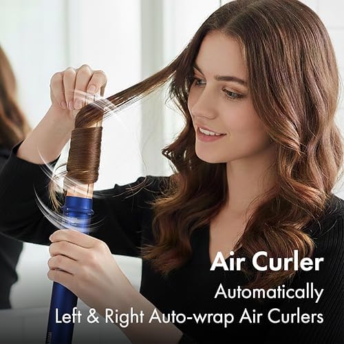 6-in-1 Hot Air Multi-Styler with Case, Hair Dryer & Blow Dryer Thermal Round Brush, Auto-Wrap Curler & Straightener, Fast Drying & Negative Ion Styling for Smooth Frizz-Free Blowouts (Blue Noir) - Image 4