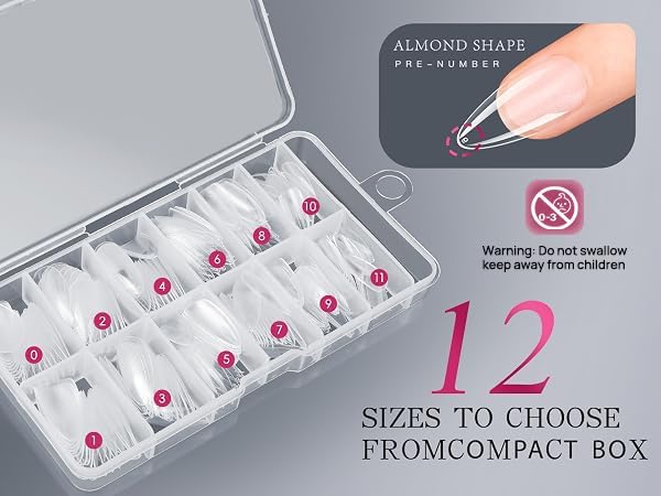Krofaue 240PCS Almond Nail Tips, Half Matte Soft Gel, 12 Sizes - Image 6