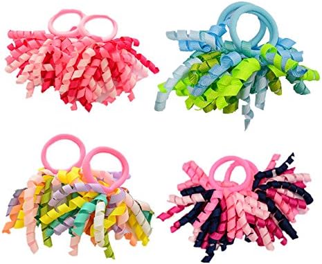 Pack of 18 Mix Color Boutique Girls' Curly Korker Bow Hair Ties - Image 2
