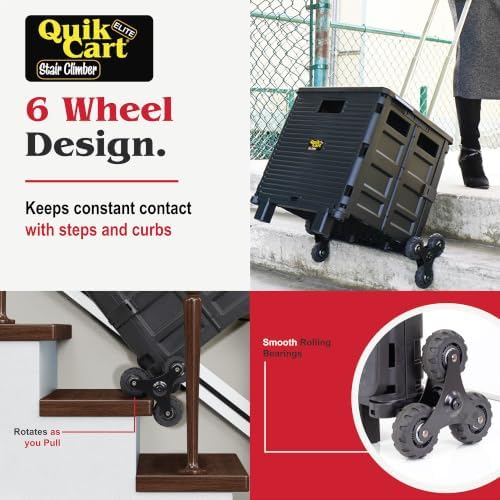 dbest Products Quik Cart Elite Stair Climber Rolling Crate - Black - Image 4