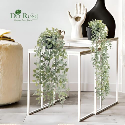 Der Rose 2Pcs Fake Hanging Plants with Black Pot for Bathroom Shelf Decor - Image 6