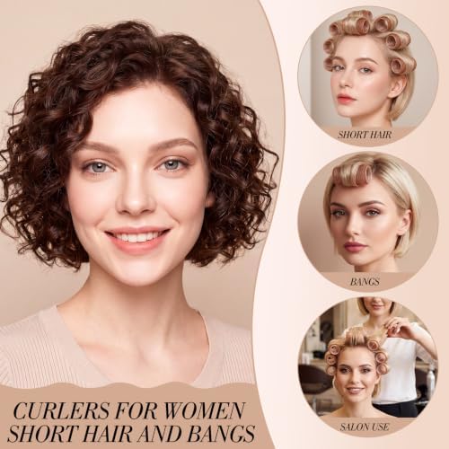 24 Pcs Self-Grip Small Hair Rollers Curlers Set, 25 mm, Brown - Image 4