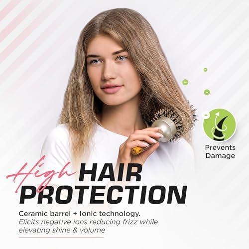 Fagaci Professional Large Round Brush with Natural Boar Bristles for Blow Drying, Nano Technology Ceramic+Ionic for Hair Styling, Volumizing and Healthy Hair - 4 Styling Clips Included - Image 4