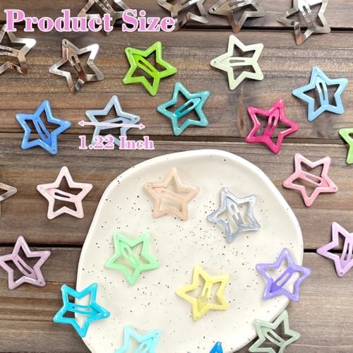 20 PCS Sparkling Star Hair Clips Snap Hair Accessories Non Slip Clips for Girls Women Metal Hair Clip Star Hair Barrettes Stars Hair Clips for Women Stars Hair Clip - Image 2