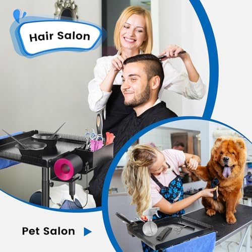 Rolling Salon Tray on Wheels with Storage Platform and Braiding Hair Rack - Image 7