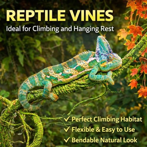 Reptile Vines Plants for Terrarium, Flexible Vines Jungle Climbing Branch with Leaves Tank Decor for Snakes Bearded Dragons Geckos Hermit Crabs Lizards Chameleons - Image 2