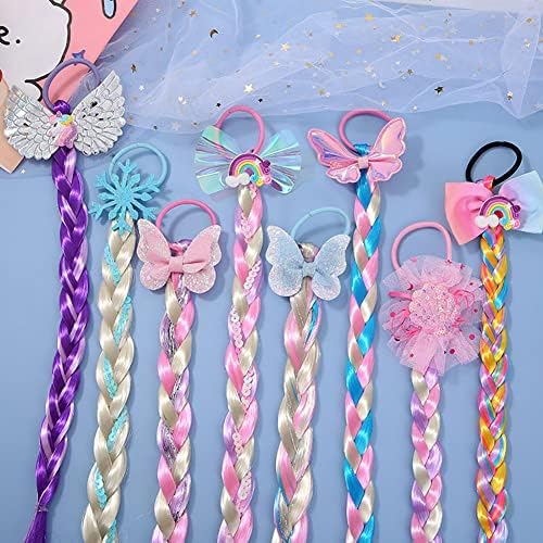 10Pcs Long Braided Wigs Princess Hairpiece Wig Braid Girls Cosplay Headband Hair Dess up Costume Accessories for Girls (C) - Image 5