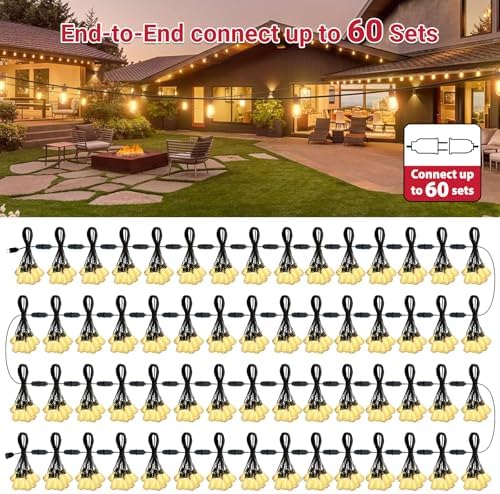 LAMPHOME Outdoor String Lights, 26FT Patio Lights with 12+1 ST38 LED Edison Bulbs (1 Spare), Connectable String Lights for Outside, Dimmable Hanging Light for Backyard Porch Decor, Warm White - Image 7
