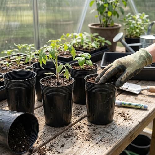 100 Pack Tall Tree Pot 5.9'' x 7.8'', Black Plastic Deep Nursery Pots, Soft Deep Seedling Pots for Seed Starting, Plant Starter Cups with Drainage Holes for Flowers, Cuttings & Transplanting - Image 5