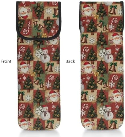 Flashideas Christmas Plaid Flat Iron Case Heat Resistant Neoprene Curling Iron Cover Bag with Pocket Curling Iron Organizers and Storage for Flat Iron, Straightener, Curling Wand/Curling Iron - Image 3