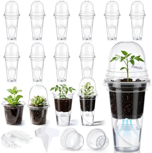 15 Pack 3.5" Self Watering Propagation Pots Clear, Plain Cup by Ferrochef