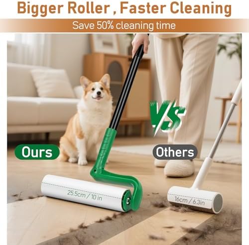 VOUBIEN 10" Large Lint Roller Refills for Pet Hair Extra Sticky, 4 Rolls - Image 2
