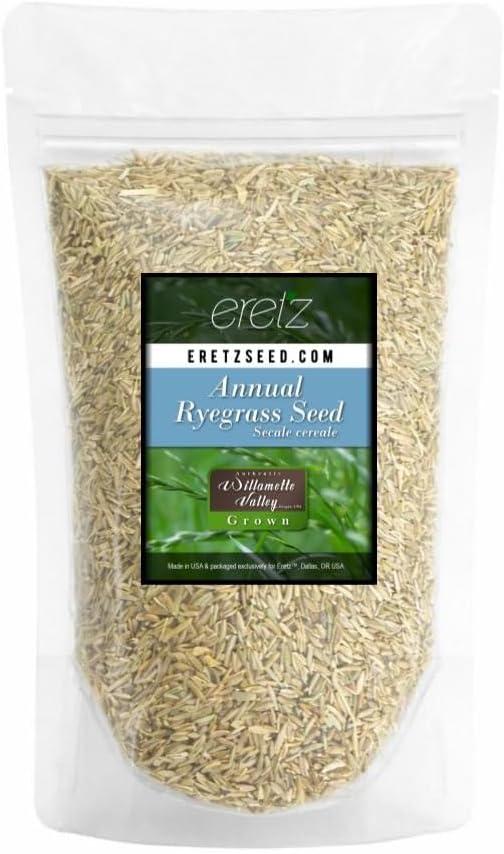 Annual RyeGrass Seed by Eretz - Willamette Valley, Oregon Grown. No fillers, No Weed or Other Crop Seeds (8oz) by Eretz