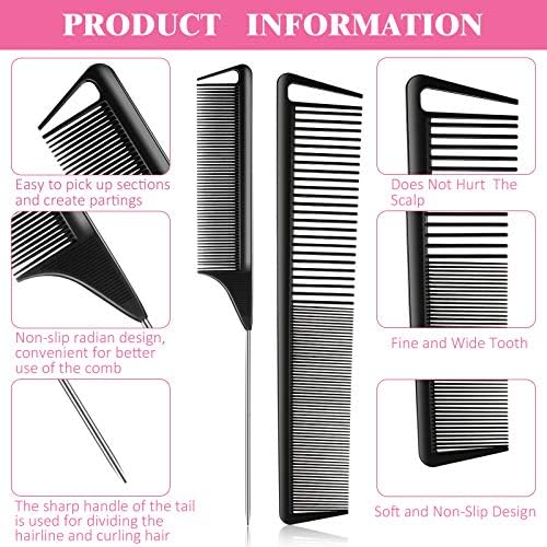 Patelai 8 Pcs Rat Tail Combs Set, Professional Heat Resistant Teasing Comb - Image 4