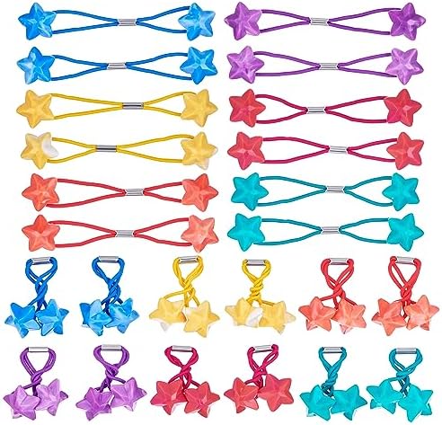 24pc Star-Shaped Multicolored Twin Bead Ponytail Ball Elastics Value Pack - Image 2