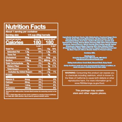 SMACKIN' Sunflower Seeds, Roasted Jumbo Small-Batch, American Made - Maple Brown Sugar. 1.5oz bags (6 Pack) - Image 2