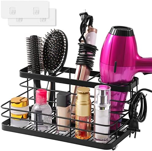 Metal Hair Tool Organizer Wall Mounted, Hair Dryer Holder Basket Storage by VITVITI