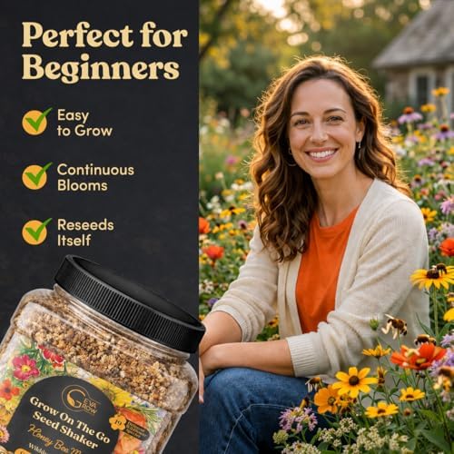 Bulk Wildflower Seed Mix – Honey Bee Wildflower Seed Mix 1 Pound Tub by GevaGrow | Bulk 300,000+ Seed Tub | 19 Variety Flower Seeds for Planting in Pots & Outdoor Gardens | No Messy Bags or Packets | - Image 4