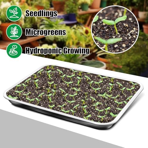 RooTrimmer Stainless Steel Plant Trays, 5 Pack Multi-Purpose Tray for Indoor Outdoor Plants, Seed Starting Tray for Potted Plants(11.6 inch×15.2 inch, 1.45" Height, 5-Pack) - Image 4