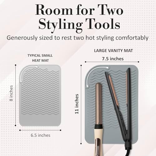 Large Vanity Mat, Heat Resistant Mat for Hair Tools, Vanity Décor, Gray - Image 3