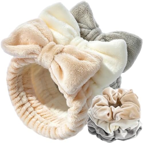 LEOBRO Spa Headbands, Makeup Headbands for Washing Face, Khaki/White/Gray by LEOBRO