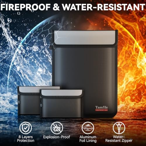 Tamfile Fireproof Document Bag with 2 Pack Fireproof Organizer Travel Bag - Image 2