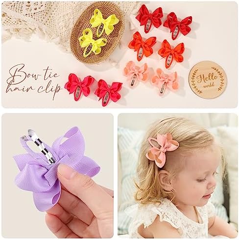 40PCS Snap Baby Hair Bows Clips for Girls Grosgrain Ribbon Fully Wapped 3 Inch Infant Hair Barrettes Accessories for Baby Girls Newborns Toddler - Image 3