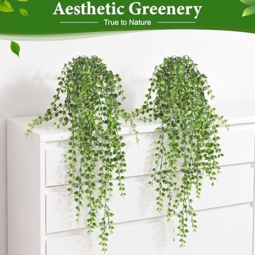 4Pcs Fake Hanging Plants, 32" Artificial Plants Mandala Greenery Ivy Vines - Image 2