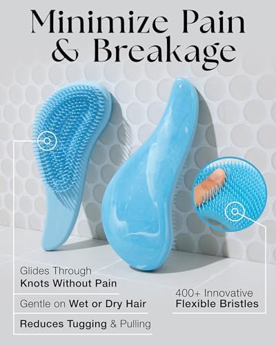 Lily England Blue Hair Brush for Smooth & Gentle Detangling on All Hair - Image 3