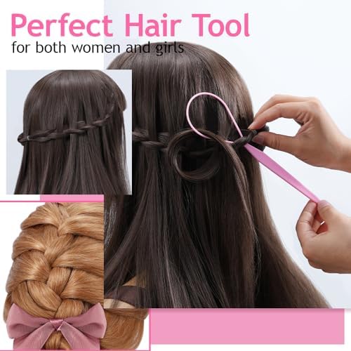 TsMADDTs Hair Styling Tool Set - 3 Pcs French Braid Tool, Rat Tail Comb, and Metal Braiding Pin in Pink - Image 5
