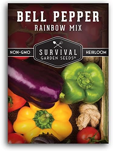 Bell Pepper Seeds for Planting - Rainbow Mix Sweet Peppers (1 Pack) by SurvivalGardenSeeds