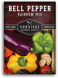 Bell Pepper Seeds for Planting - Rainbow Mix Sweet Peppers (1 Pack) by SurvivalGardenSeeds