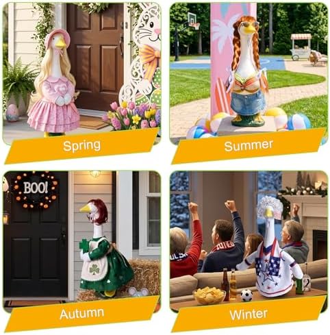 4Pcs Porch Goose Wigs Set Porch Goose Outfits Accessories for Outdoor Statue Accessories Garden Patio Yard Goosey Decoration (4PCS Wigs) - Image 2