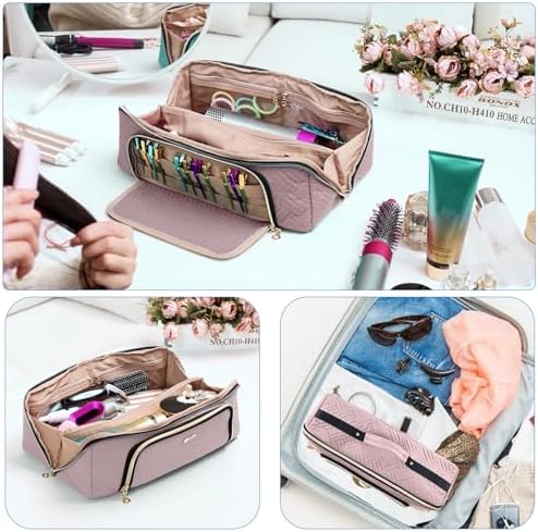 Large Hair Tools Travel Bag with Iron Mat - 2in1 Hair Tools Organizer for Hair Dryer Brush, Flat Irons, Straighteners, Curling Irons, Hair Bag, Makeup Bag, Cosmetic Bag for Travel Essentials - Image 6